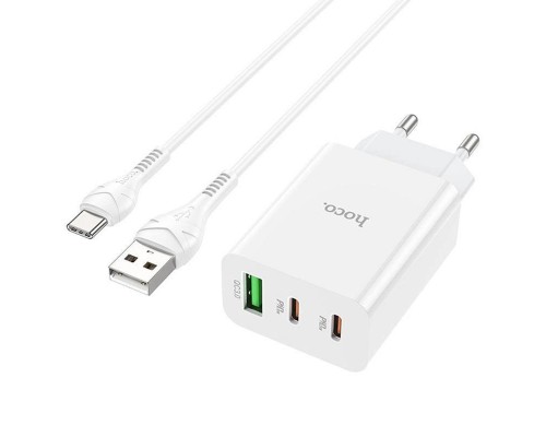 СЗУ Hoco C99A PD20W+QC3.0 (1USB/2Type-C/3A) + USB to Type-C (00000067271_1)