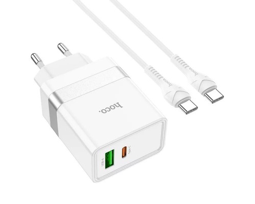 СЗУ Hoco N21 Topspeed PD30W+QC3.0 (1USB/1Type-C/3A) + Type-C + Type-C (00000067277_1)
