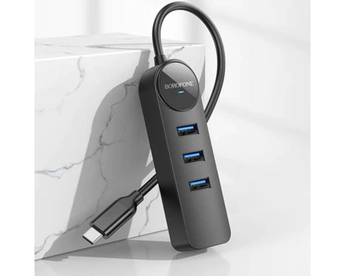 Переходник Borofone DH6 Erudite 4in1 Gigabit Ethernet (Type-C to USB3.0*3+RJ45) (0.2m) (00000073978_1)