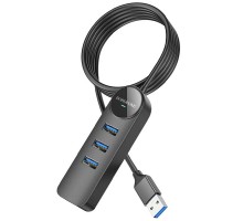 Переходник Borofone DH6 Erudite 4in1 Gigabit Ethernet (USB to USB3.0*3+RJ45) (0.2m) (00000073979_1)