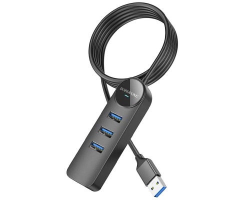 Переходник Borofone DH6 Erudite 4in1 Gigabit Ethernet (USB to USB3.0*3+RJ45) (0.2m) (00000073979_1)