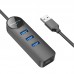 Переходник Borofone DH6 Erudite 4in1 Gigabit Ethernet (USB to USB3.0*3+RJ45) (0.2m) (00000073979_1)