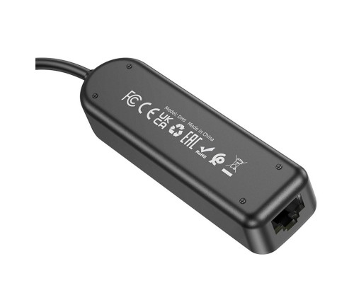Переходник Borofone DH6 Erudite 4in1 Gigabit Ethernet (USB to USB3.0*3+RJ45) (0.2m) (00000073979_1)
