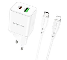 СЗУ Borofone BN7 PD20W+QC3.0 (1USB-A/1C) + Type-C to Lightning (00000073992_1)