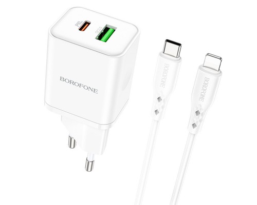 СЗУ Borofone BN7 PD20W+QC3.0 (1USB-A/1C) + Type-C to Lightning (00000073992_1)