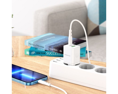 СЗУ Borofone BN7 PD20W+QC3.0 (1USB-A/1C) + Type-C to Lightning (00000073992_1)