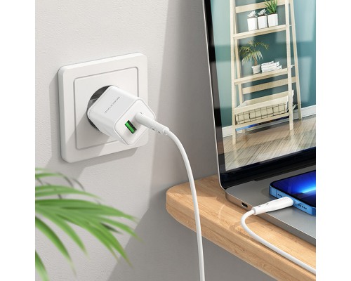 СЗУ Borofone BN7 PD20W+QC3.0 (1USB-A/1C) + Type-C to Lightning (00000073992_1)