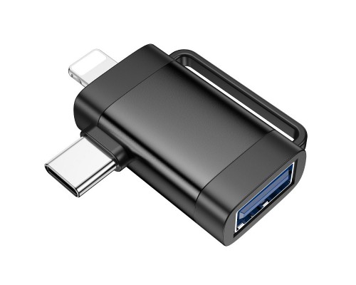 Переходник Hoco UA31F OTG 2in1 Lightning male/Type-C male to USB female (00000074128_2)