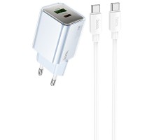 СЗУ Hoco N46 Glorious PD20W+QC3.0 (1USB-A/1C) + Type-C to Type-C (00000073951_2)