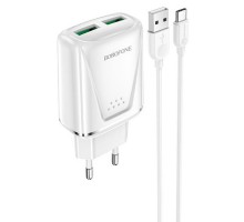 СЗУ Borofone BA54A Wide road QC3.0 (2USB) + Type-C (00000064399_1)