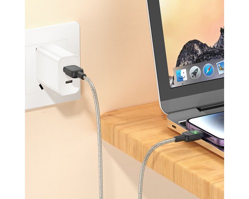 Дата кабель Hoco U124 Stone silicone power-off USB to Lightning (1.2m) (00000067545_1)