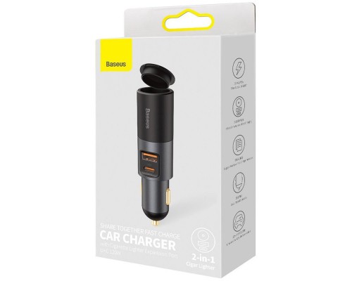 АЗУ Baseus Share Together Fast Charge with Cigarette Lighter Expansion Port U+C 120W (CCBT-C0G) (00000065982_1)