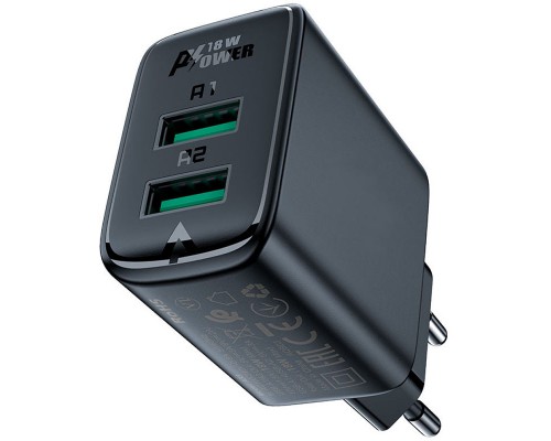 СЗУ Acefast A33 QC18W (USB-A+USB-A) dual port (00000065893_1)