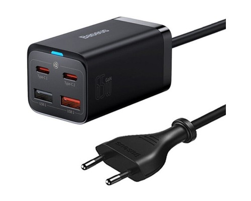 СЗУ Baseus GaN3 Pro 2хType-C+2USB 65W EU (with Cable Type-C to Type-C 100W (20V/5A) 1m) (CCGP04) (00000063772_1)