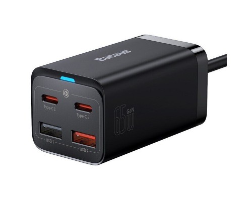 СЗУ Baseus GaN3 Pro 2хType-C+2USB 65W EU (with Cable Type-C to Type-C 100W (20V/5A) 1m) (CCGP04) (00000063772_1)