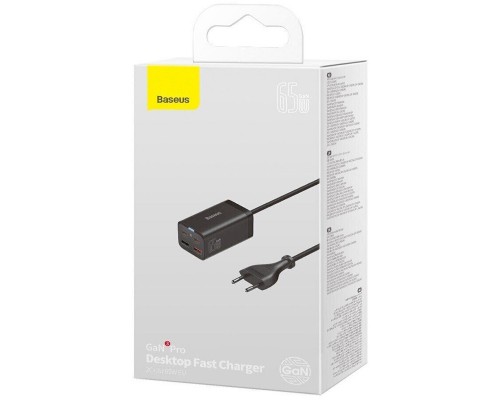 СЗУ Baseus GaN3 Pro 2хType-C+2USB 65W EU (with Cable Type-C to Type-C 100W (20V/5A) 1m) (CCGP04) (00000063772_1)