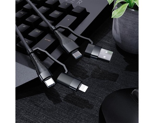 Дата кабель Borofone BU28 Multi-energy 4in1 Type-C/USB - Type-C/Lightning (1.2m) (00000055367_1)