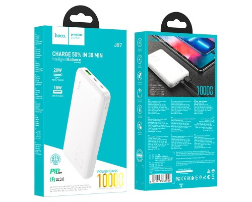 Портативное зарядное устройство Power Bank Hoco J87 Tacker PD20W+QC3.0 10000 mAh (00000053704_1)