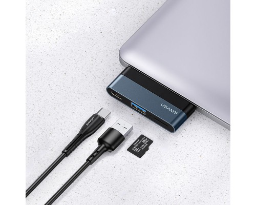 Переходник HUB Usams US-SJ491 Type-C Mini Hub (Type-C + USB + Micro SD) (00000049255_1)