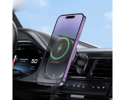Автодержатель с БЗУ Hoco HW12 Guardian magnetic (air outlet) (00000067556_1)