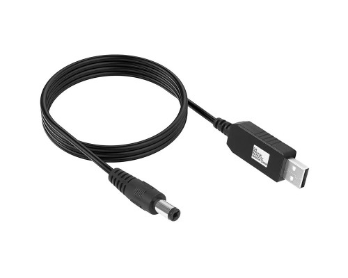 Кабель питания для роутера/модема USB-DC (2.1x5.5mm) с преобразователем до 12V in box (1m) (00000072276_1)