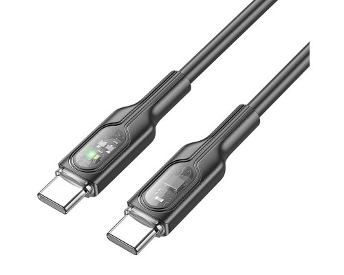 Дата кабель Hoco U120 Transparent explore intelligent power-off PD 60W Type-C to Type-C (1.2m) (00000066088_2)