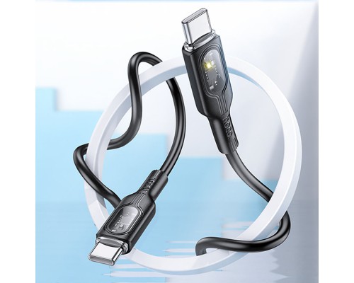 Дата кабель Hoco U120 Transparent explore intelligent power-off PD 60W Type-C to Type-C (1.2m) (00000066088_2)