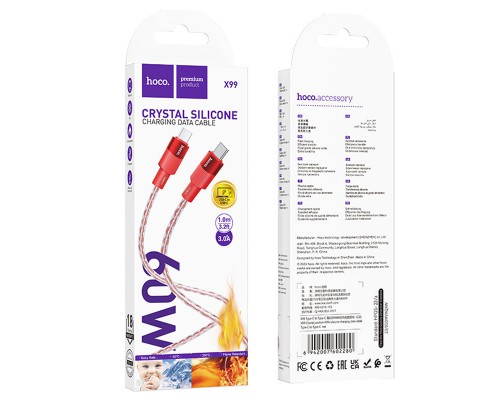 Дата кабель Hoco X99 Crystal Junction Type-C to Type-C 60W (1.2m) (00000066099_1)