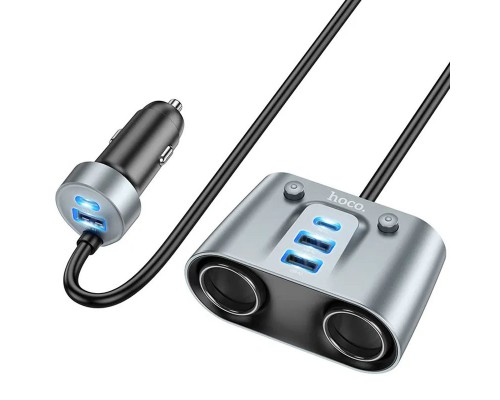 АЗУ Hoco Z51 Establisher 147W(2C3A) 2-in-1 cigarette lighter car charger (00000066101_1)