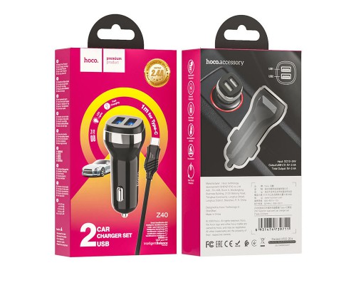 АЗУ Hoco Z40 (2USB 2.4A) + Type-C (00000053978_1)