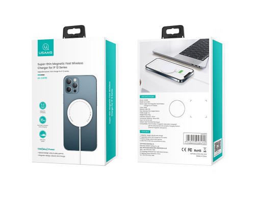 БЗУ Usams US-CD155 for iPhone 12, 15W, Type-C (магнитный) (00000042594_1)