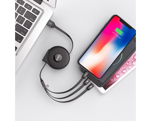Дата кабель Hoco U50 3in1 Lightning-microUSB-Type-C (1m) (00000048105_1)