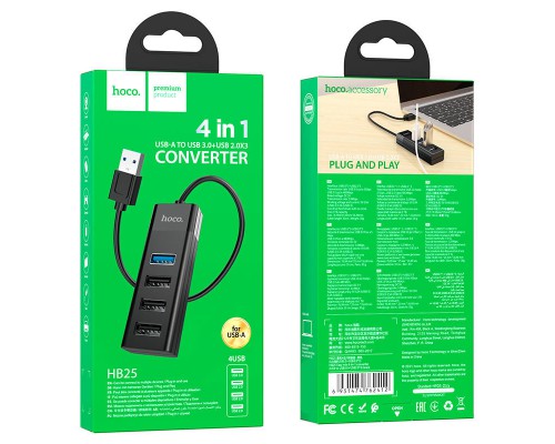 Переходник Hoco HB25 Easy mix 4in1 (USB to USB3.0+USB2.0*3) (00000055842_1)