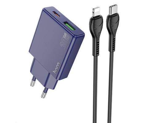 СЗУ Hoco N45 Biscuit PD30W+QC3.0 + Type-C to Lightning (00000071065_2)