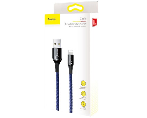 Дата кабель Baseus C-shaped (со световым индикатором) USB to Lightning 2.4A (1m) (CALCD) (00000027364_2)