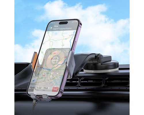Автодержатель с БЗУ Hoco HW8 Transparent Discovery Edition (center console) (00000067520_1)
