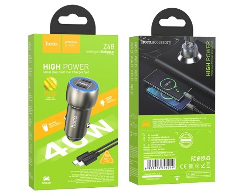 АЗУ Hoco Z48 Tough 40W (2Type-C) + Type-C to Lightning (00000064590_1)