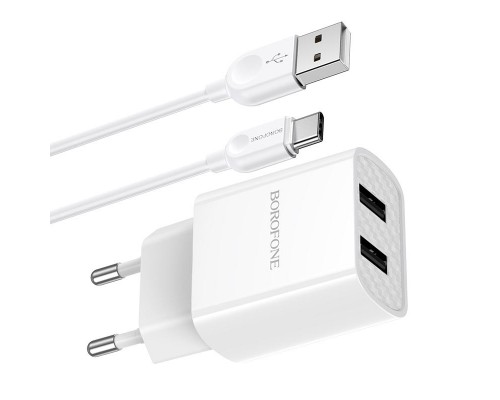 СЗУ Borofone BA53A Powerway (2USB/2.1A) + Type-C (00000055347_2)