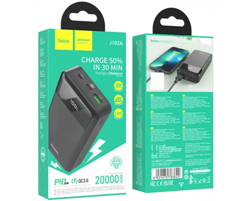 Портативное зарядное устройство Power Bank Hoco J102A Cool figure PD20W+QC3.0 20000 mAh (00000062774_1)