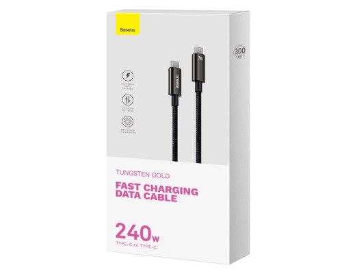 Дата кабель Baseus Tungsten Gold Type-C to Type-C Cable 240W (3m) (CAWJ040020) (00000074765_1)