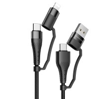 Дата кабель Borofone BU28 Multi-energy 4in1 Type-C/USB - Type-C/Lightning (1.2m) (00000055367_1)