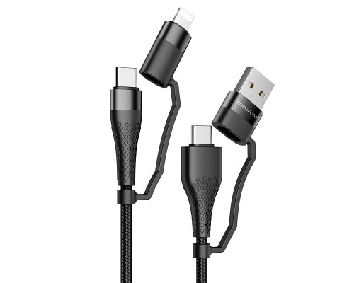 Дата кабель Borofone BU28 Multi-energy 4in1 Type-C/USB - Type-C/Lightning (1.2m) (00000055367_1)