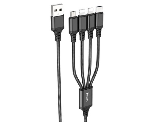 Дата кабель Hoco X76 4in1 2xLightning + Type-C + MicroUSB (1m) (00000074151_1)