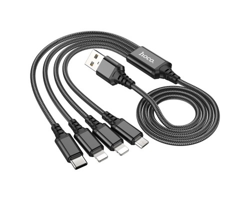 Дата кабель Hoco X76 4in1 2xLightning + Type-C + MicroUSB (1m) (00000074151_1)