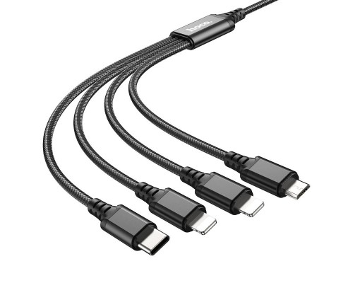 Дата кабель Hoco X76 4in1 2xLightning + Type-C + MicroUSB (1m) (00000074151_1)