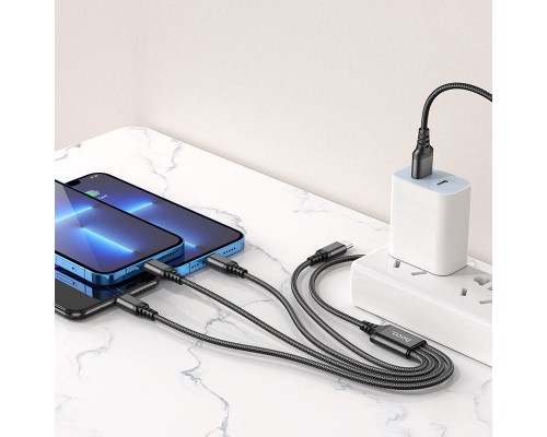 Дата кабель Hoco X76 4in1 2xLightning + Type-C + MicroUSB (1m) (00000074151_1)