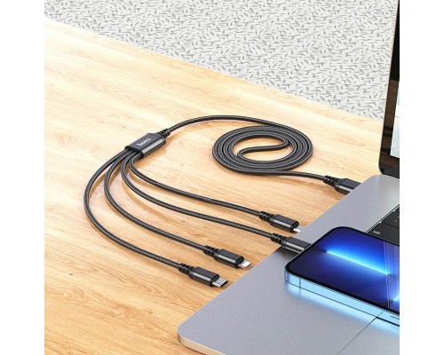 Дата кабель Hoco X76 4in1 2xLightning + Type-C + MicroUSB (1m) (00000074151_1)