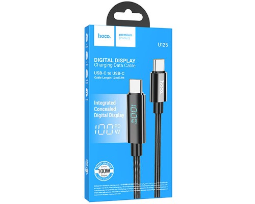 Дата кабель Hoco U125 Benefit 100W Type-C to Type-C with display (1.2m) (00000069079_2)