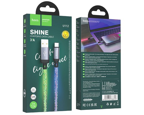 Дата кабель Hoco U112 Shine 2.4A USB to Type-C (1m) (00000069099_1)