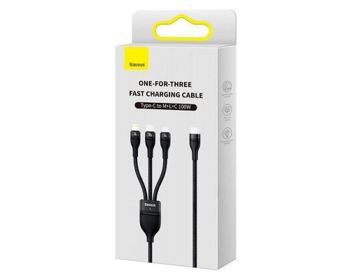 Дата кабель Baseus Flash Series 2 Type-C to MicroUSB-Lightning-Type-C 100W (1.5m) (CASS03020) (00000063676_1)